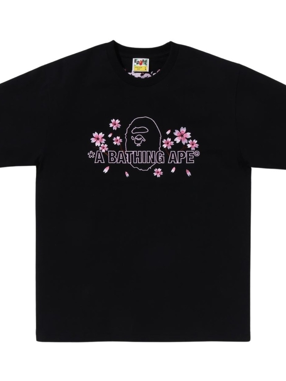 Bape Black Tee with Pink Floral Accents